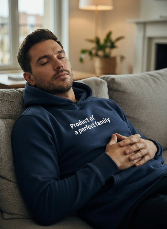 Product of a Perfect Family - White Text - Mens Hoodie