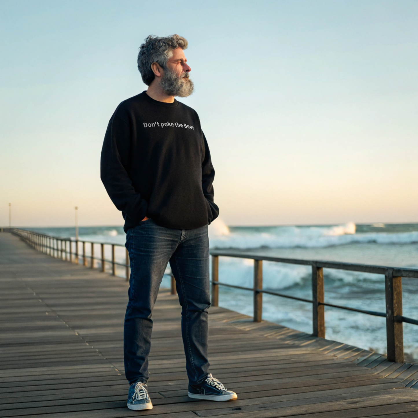 Don't poke the bear - White Text - Mens Sweatshirt