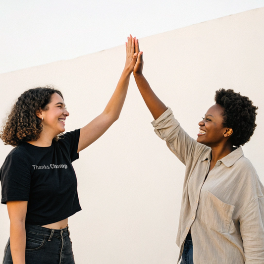 Thanks champ - White text - Womens Crop Tee