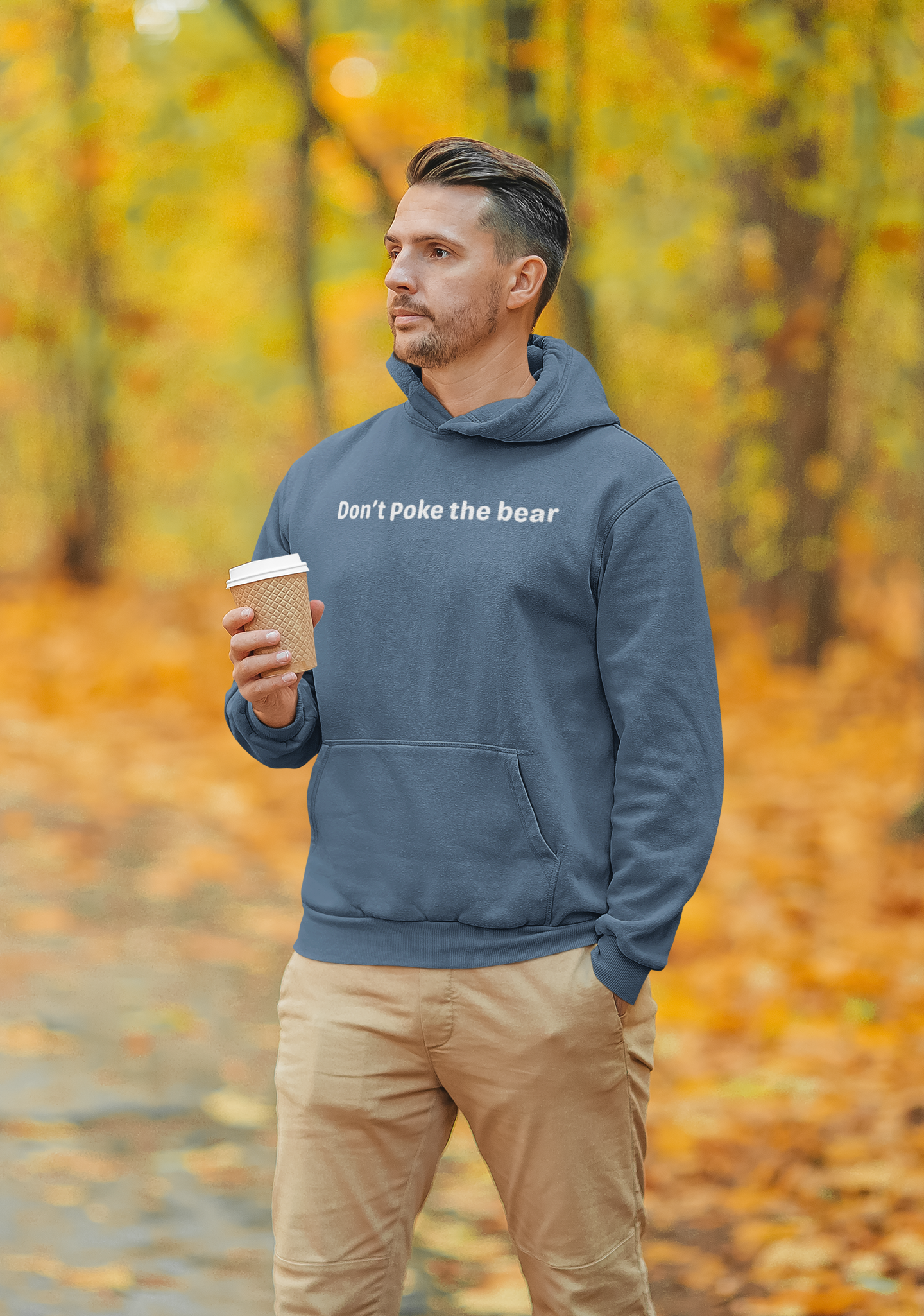 Don't Poke the Bear - White Text - Mens Hoodie