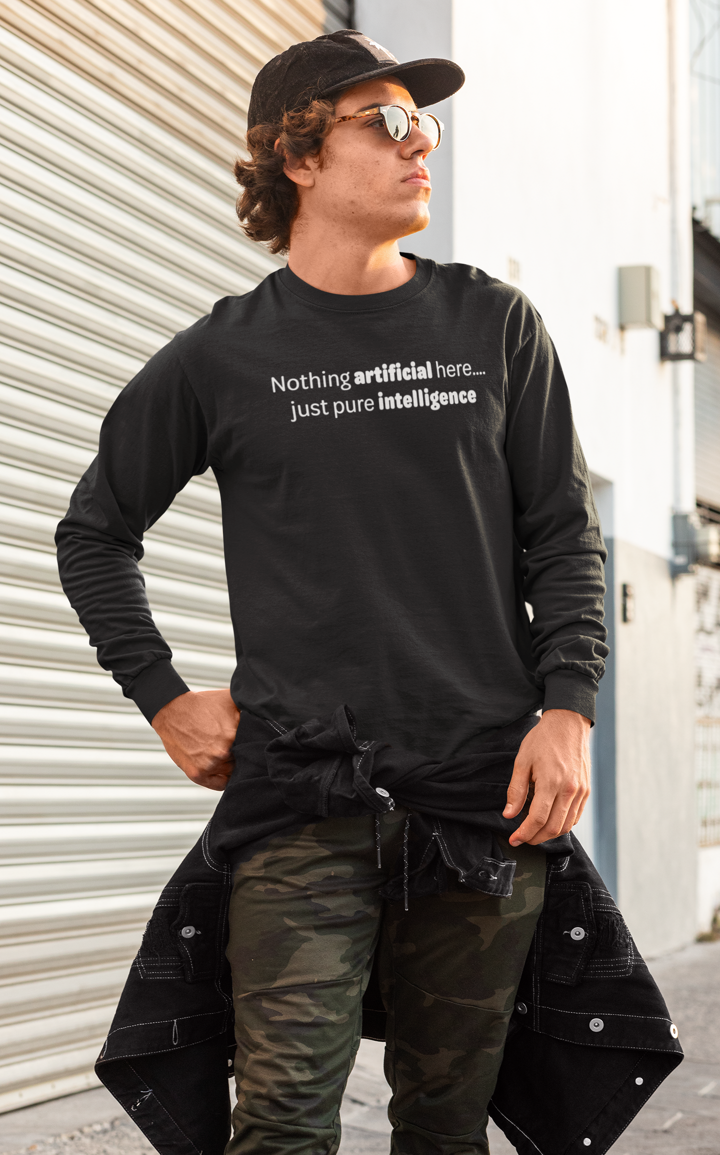 Artificial Intelligence - White text - Mens Long Sleeve Tee