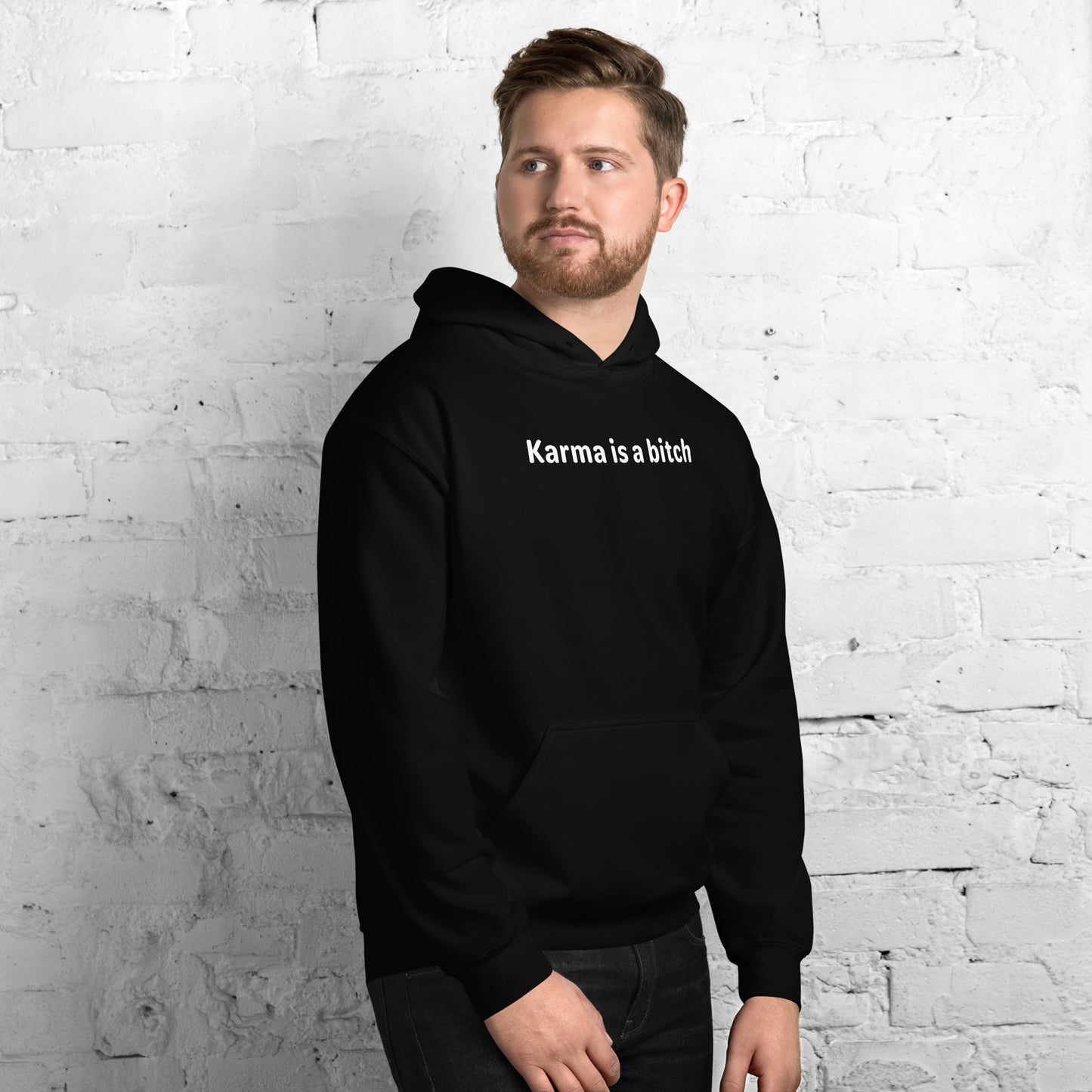 Karma is a bitch - White Text - Mens Hoodie