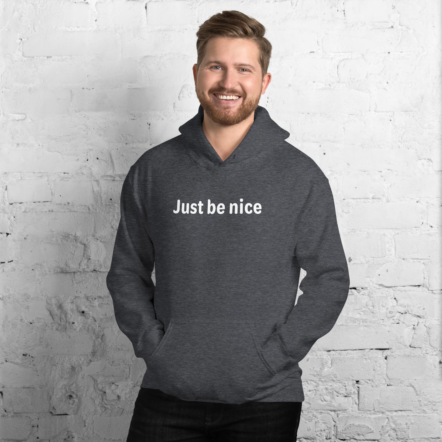 Just be nice - White Text - Mens Hoodie