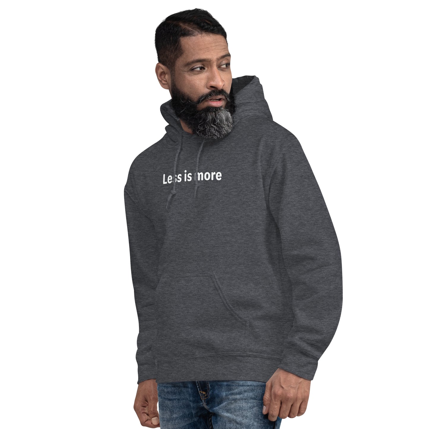 Less is more - White Text - Mens Hoodie