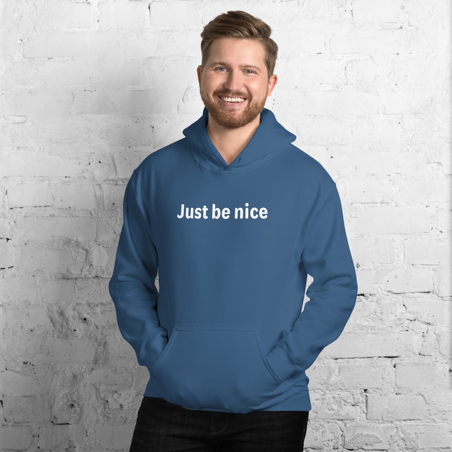 Just be nice - White Text - Mens Hoodie