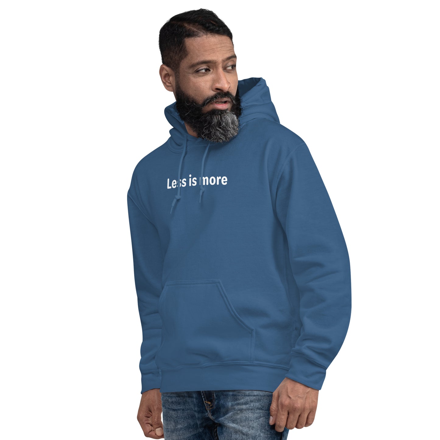 Less is more - White Text - Mens Hoodie