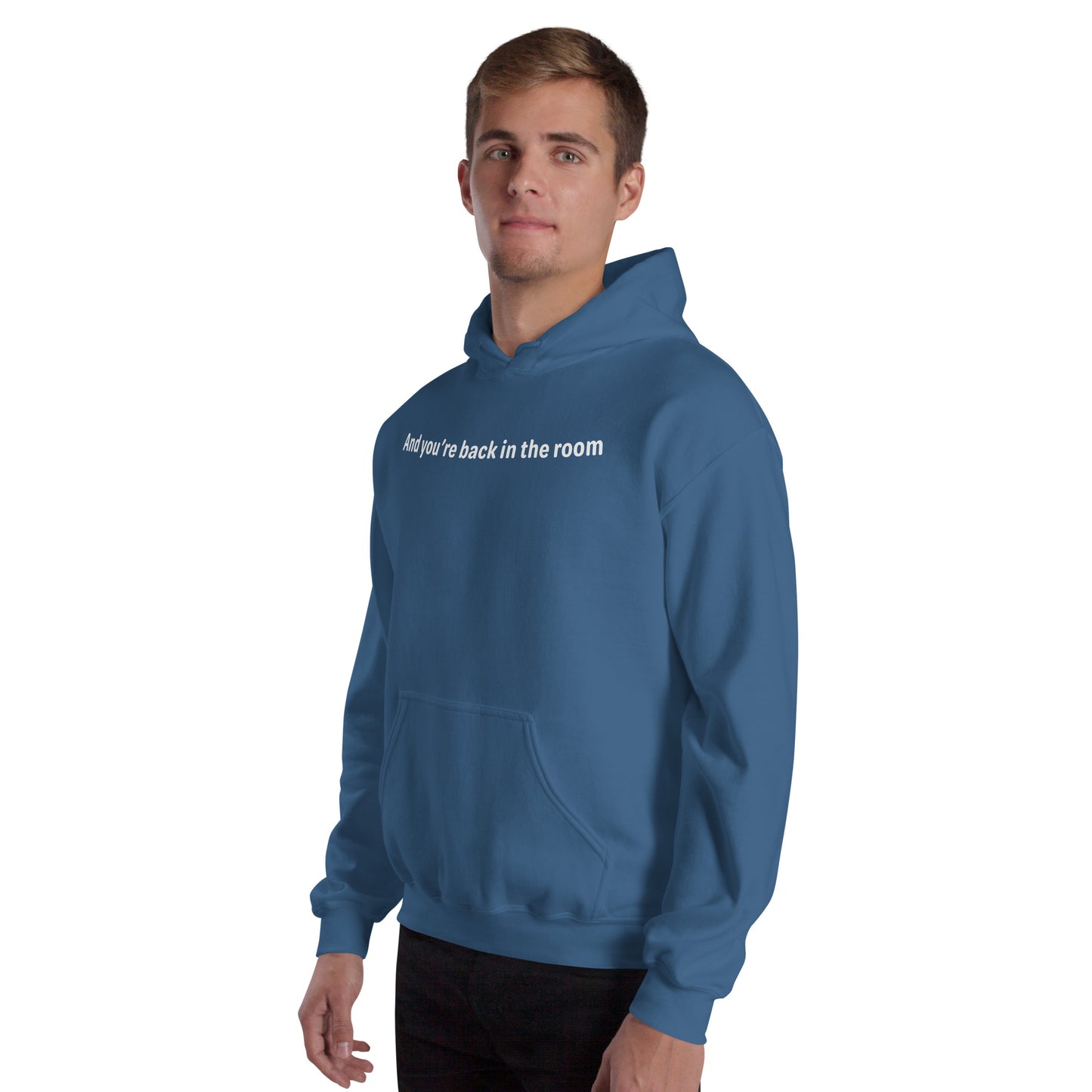 Back in the room - White Text - Mens Hoodie
