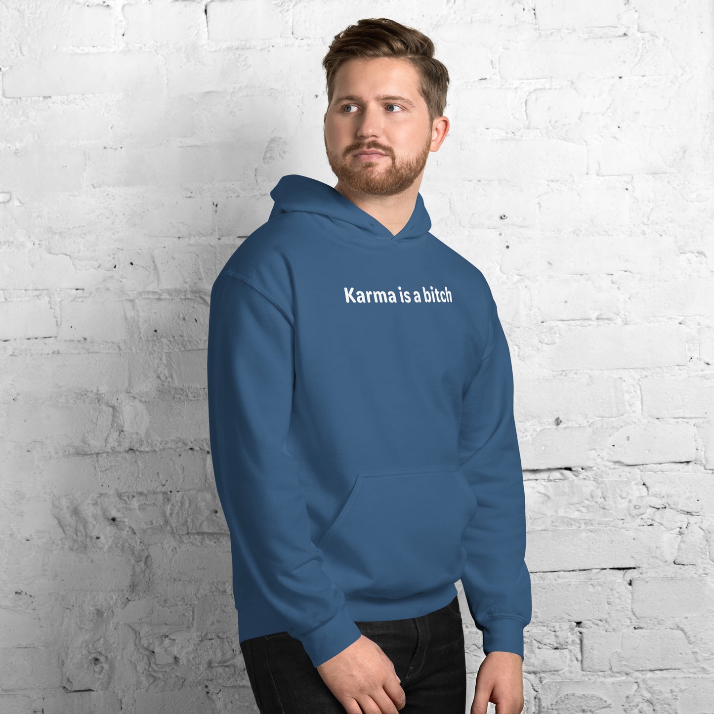 Karma is a bitch - White Text - Mens Hoodie