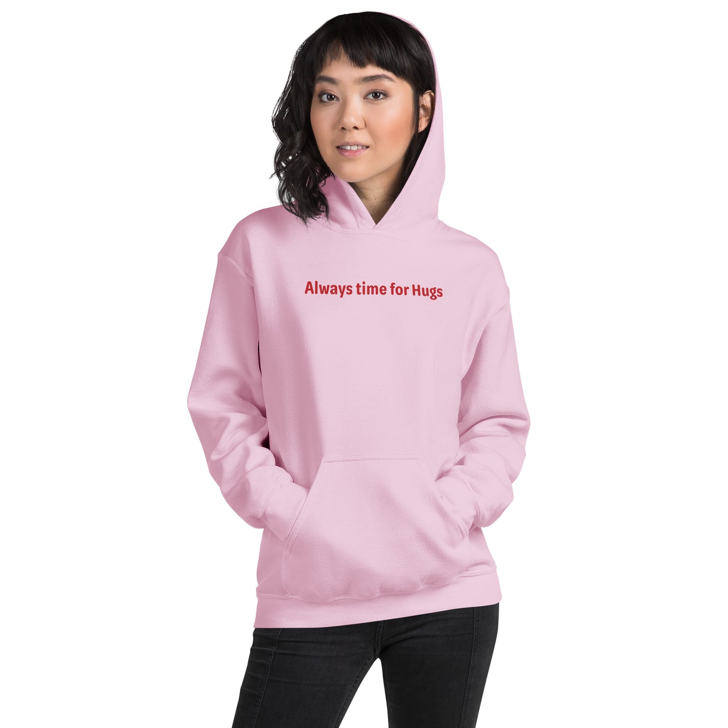 Always time for hugs - Red text on Light Pink - Womens hoodie - Limited Edition
