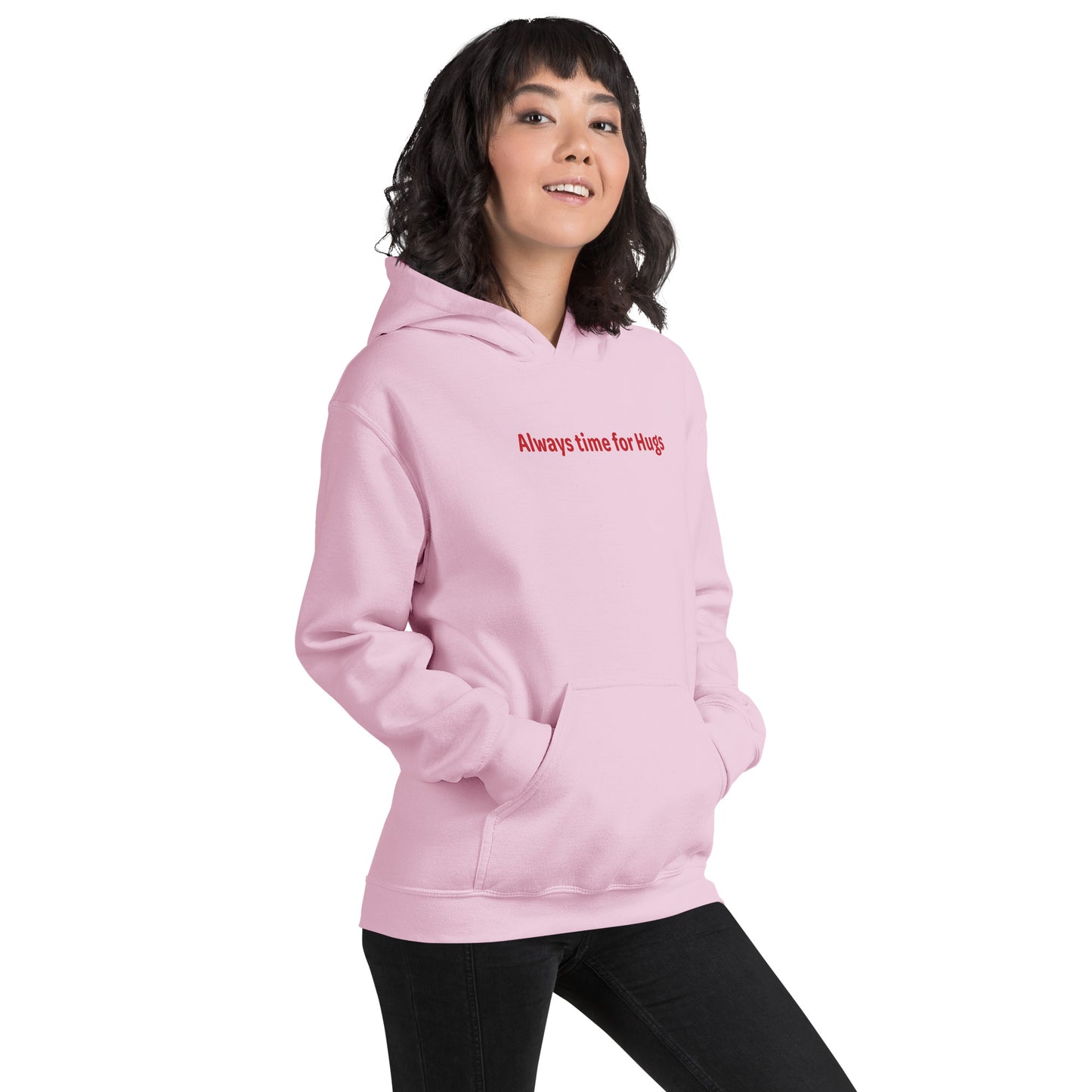 Always time for hugs - Red text on Light Pink - Womens hoodie - Limited Edition