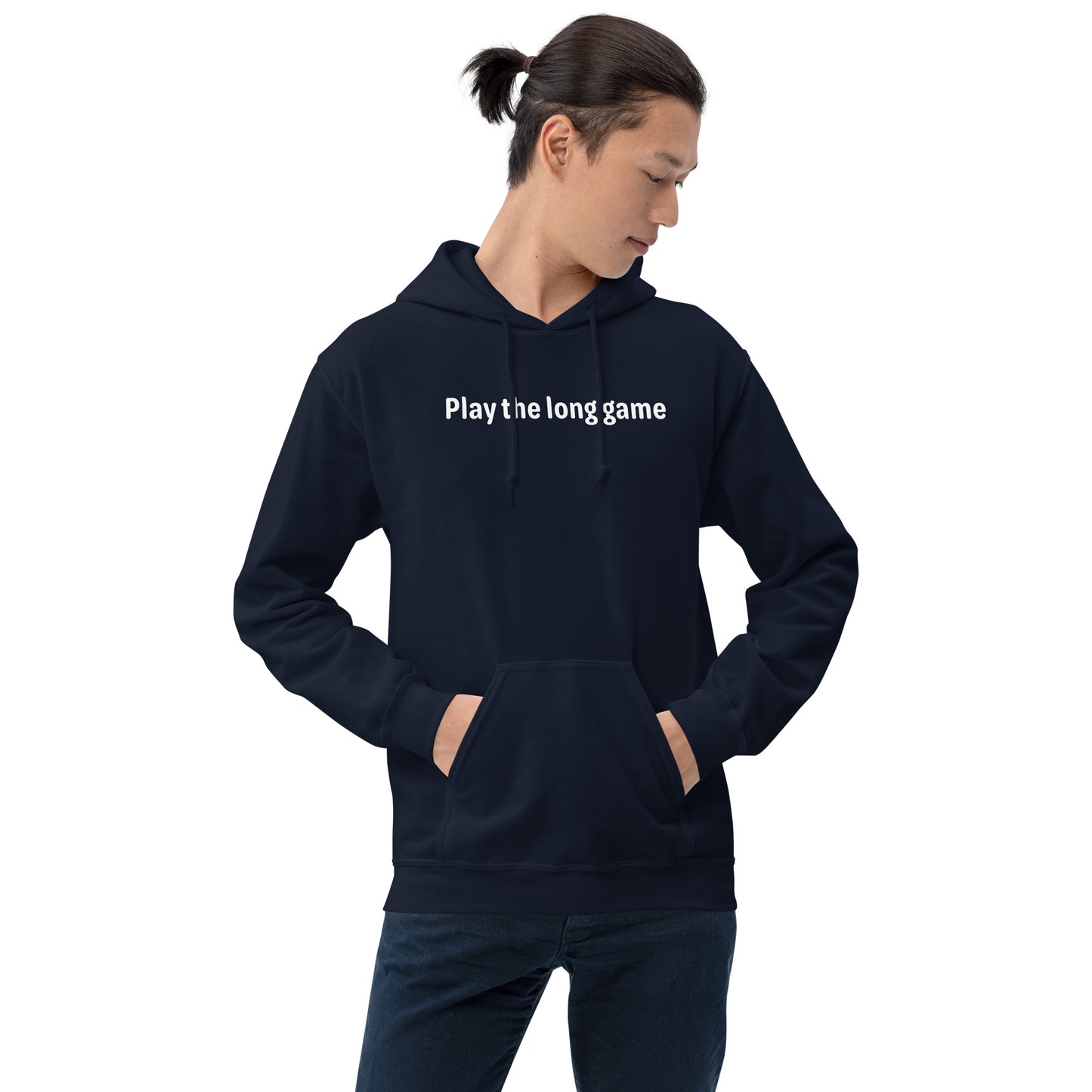 Play the long game - White Text - Mens Hoodie