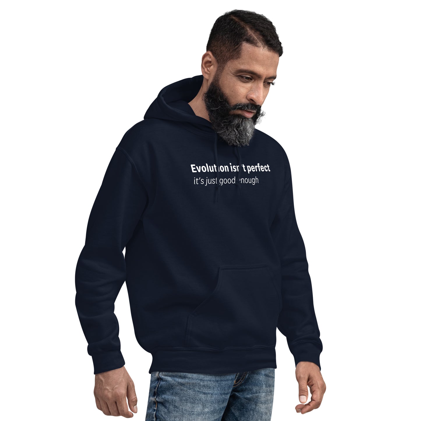 Evolution isn't perfect - White Text - Mens Hoodie