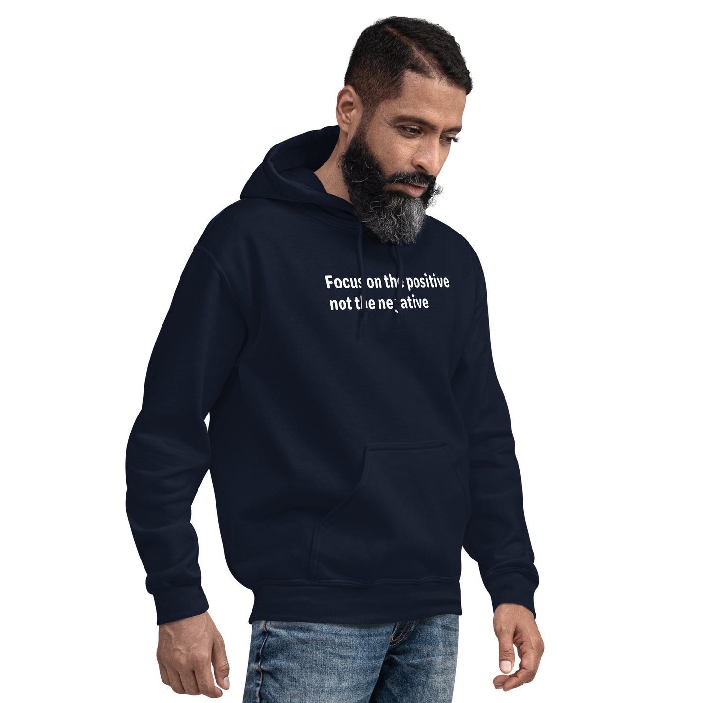 Positive Focus - White Text - Mens Hoodie