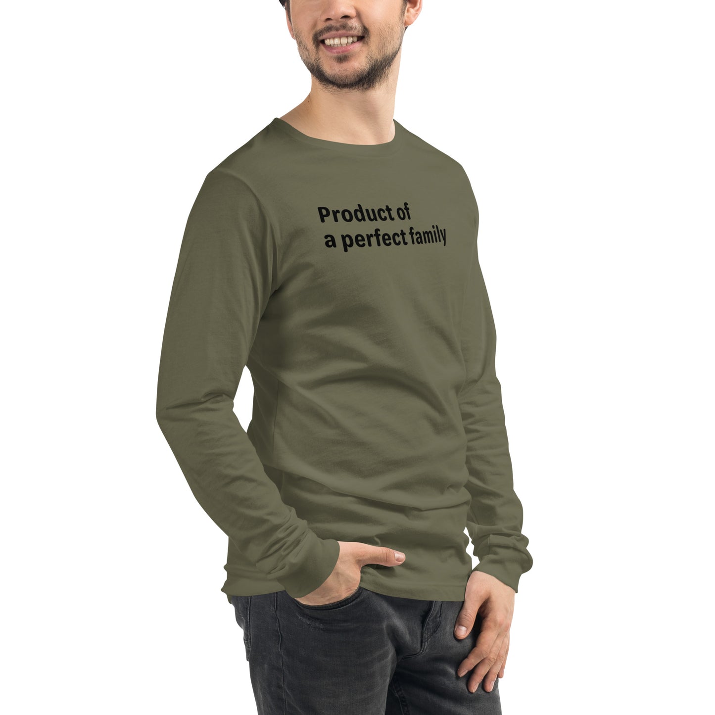 Product of a Perfect Family - Black text - Mens Long Sleeve Tee