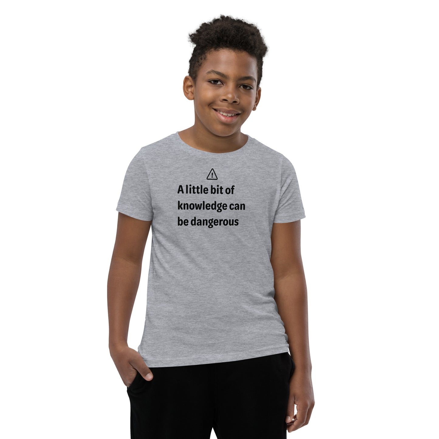 Dangerous level of knowledge - Black Text - Youth Short Sleeve T-Shirt